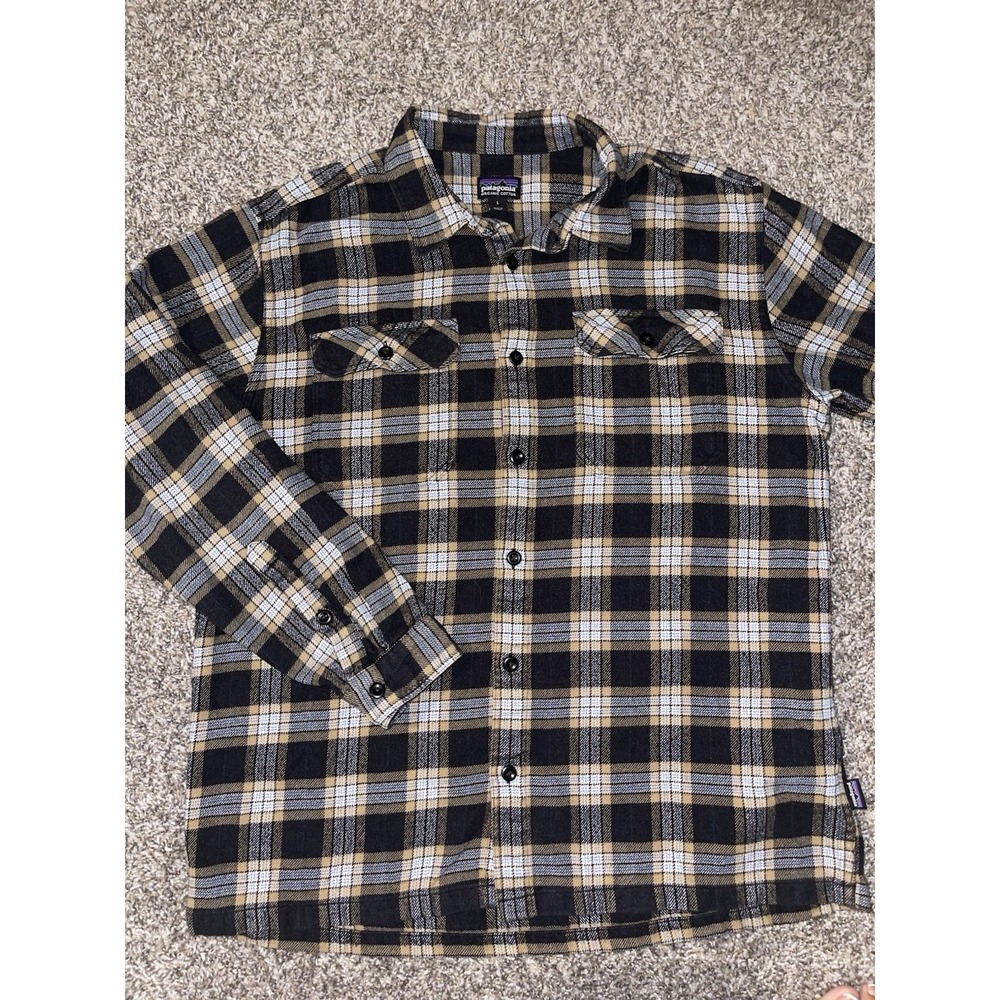 Patagonia Men's‎ Plaid 100% Organic Cotton Midweight Fjord Flannel Shirt Size L